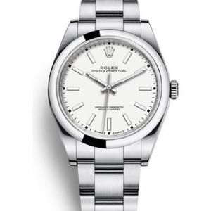 AR Rolex 114300 Oyster Perpetual Series White Face Mechanical Men's Watch